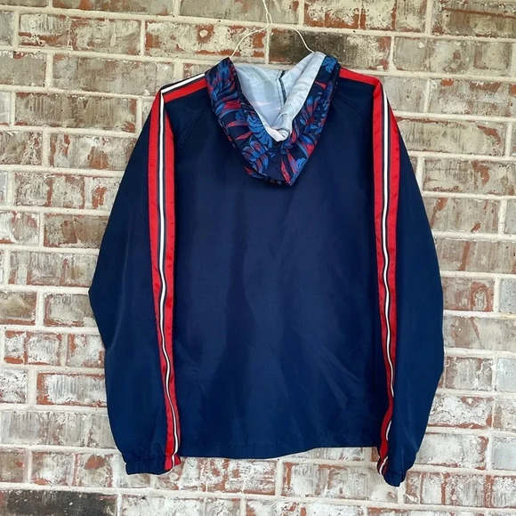 Five.By.Five Masterpiece Red, White, Blue Floral Striped Lightweight Windbreaker - Picture 8 of 10